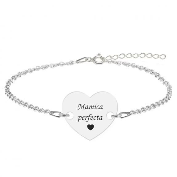 Bratara argint inimioara 16 mm - personalizata cu text Bratara argint inimioara 16 mm - personalizata cu text